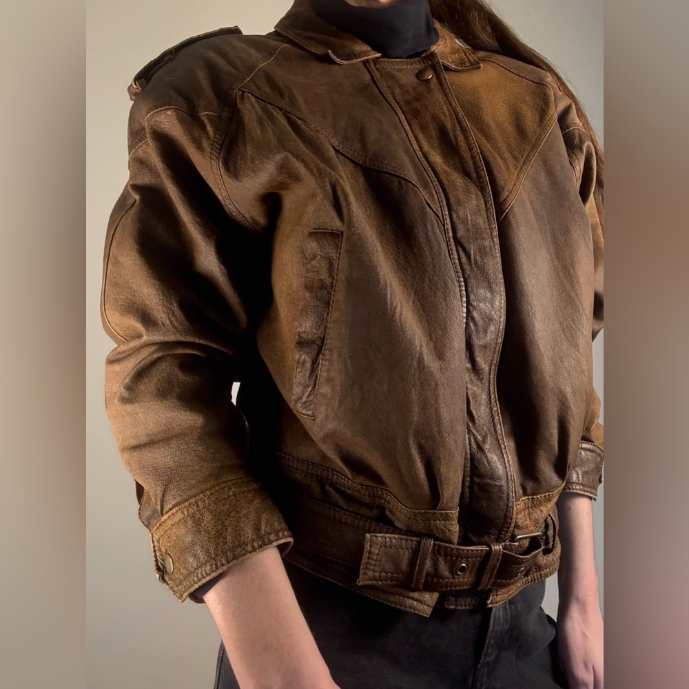 Classic Vintage Paris Sport Club Brown Distressed Aviator Bomber Leather Jacket